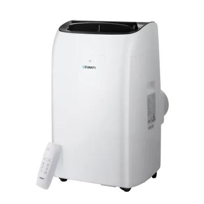Devanti Portable Air Conditioner, White, 12000BTU, Energy-Efficient, Quiet, 3-in-1 Cooling with Remote & Timer