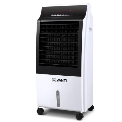 Devanti Evaporative Air Cooler Fan, 8L Tank, 3-Speed, LED Control, Remote, Ioniser, 60° Oscillation, Energy Efficient