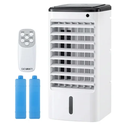 Devanti 3-in-1 Evaporative Air Cooler with Remote, 4L Tank, Ice Packs, Timer, Ioniser & Adjustable Louvers
