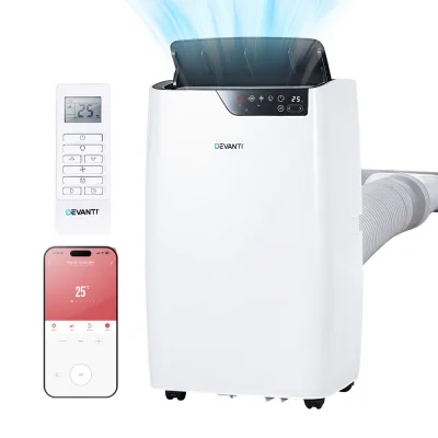 Devanti 12000BTU Portable Air Conditioner with Dehumidifier & Fan, Wi-Fi App Control, Smart Sleep Mode, 3-in-1 Design