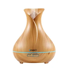 Devanti Aroma Diffuser 400ml Light Wood Ultrasonic 4-in-1 Humidifier Purifier Night Light Remote 7-Colour LED