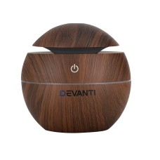 Devanti Ultrasonic Aroma Diffuser, Dark Wood, 130ml, 4-in-1 Aromatherapy, Humidifier, Purifier, LED Night Light