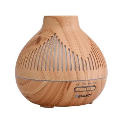 Devanti Ultrasonic Aroma Diffuser 400ml - Wood Grain Design, 7-Colour LED, 3 Mist Modes, Whisper-Quiet, Auto Shut-Off Devanti Ultrasonic Aroma Diffuser 400ml - Wood Grain Design, 7-Colour LED, 3 Mist Modes, Whisper-Quiet, Auto Shut-Off