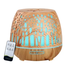 Devanti 400ml Ultrasonic Aroma Diffuser Woodgrain – 4-in-1 Humidifier, Purifier, Night Light with Remote, 7 LED Colours