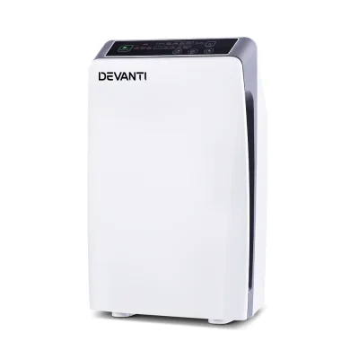 Devanti Air Purifier with 4-Stage HEPA Filter, Ioniser, Remote Control, 4 Modes, CADR 180m³/h, Quiet Operation, White
