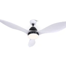 Devanti 48 Inch White Ceiling Fan with DC Motor, 5 Speeds, Remote Control, Built-in LED Light, Timer & Reverse Cycle
