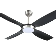 Devanti 52 Inch Black Ceiling Fan with DC Motor, 4 Blades, Remote, LED Light, Reversible Airflow & Timer