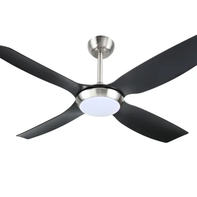 Devanti 52 Inch Black Ceiling Fan with DC Motor, 4 Blades, Remote, LED Light, Reversible Airflow & Timer