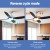 Devanti 52 Inch Black Ceiling Fan with DC Motor, 4 Blades, Remote, LED Light, Reversible Airflow & Timer