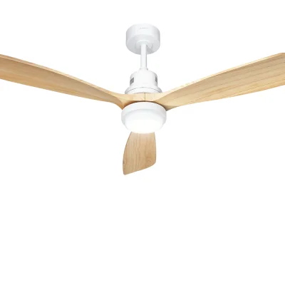 Devanti 52" Ceiling Fan with AC Motor, LED Light, Remote Control, Light Wood Blades, 3 Speeds, Indoor/Outdoor Use