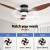 Devanti 52 Inch Dark Wood Ceiling Fan with DC Motor, Remote, 5 Speeds, LED Light & Timer – Indoor/Outdoor Use