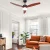 Devanti 52" Ceiling Fan with AC Motor, 3 Wooden Blades, LED Light, Remote, 3 Speeds, Quiet, Indoor/Outdoor Use