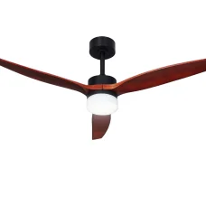 Devanti 52" Ceiling Fan with AC Motor, 3 Wooden Blades, LED Light, Remote, 3 Speeds, Quiet, Indoor/Outdoor Use