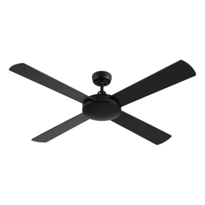 Devanti 52 Inch Ceiling Fan Black with Remote Control, 4 Wooden Blades, AC Motor, 3 Speeds, Reverse Mode, Timer