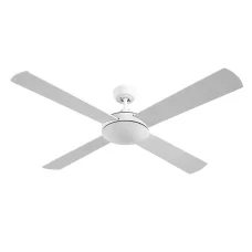 Devanti 52'' Ceiling Fan AC Motor, 4 Wooden Blades, Remote Control, Reverse Mode, Quiet 70W, White, Indoor/Outdoor Use
