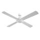 Devanti 52'' Ceiling Fan AC Motor, 4 Wooden Blades, Remote Control, Reverse Mode, Quiet 70W, White, Indoor/Outdoor Use