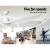 Devanti 64 Inch Ceiling Fan DC Motor with LED Light, Remote Control, 5 Speeds, Reverse Mode, White, Indoor/Outdoor Use