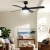 Devanti 52" Ceiling Fan with Light & Remote, AC Motor, 3 Speeds, Wooden Blades, LED Lighting, Black, Indoor/Outdoor