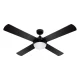 Devanti 52" Ceiling Fan with Light & Remote, AC Motor, 3 Speeds, Wooden Blades, LED Lighting, Black, Indoor/Outdoor