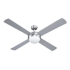 Devanti 52" Silver Ceiling Fan w/AC Motor, LED Light & Remote - 3 Speeds, Reverse Mode, Quiet Operation, 1-Year Warranty