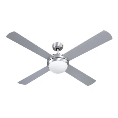 Devanti 52" Silver Ceiling Fan w/AC Motor, LED Light & Remote - 3 Speeds, Reverse Mode, Quiet Operation, 1-Year Warranty