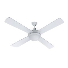 Devanti 52" Ceiling Fan with LED Light & Remote, AC Motor, Quiet Operation, 3 Speeds, Reverse Mode, White Finish