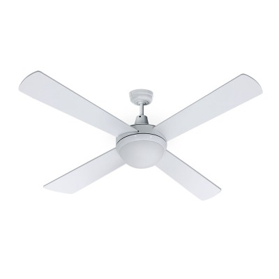 Devanti 52" Ceiling Fan with LED Light & Remote, AC Motor, Quiet Operation, 3 Speeds, Reverse Mode, White Finish