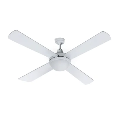 Devanti 52" Ceiling Fan with LED Light & Remote, AC Motor, Quiet Operation, 3 Speeds, Reverse Mode, White Finish