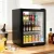 Devanti 56L Black Bar Fridge with Glass Door, Adjustable Shelves, LED Light, Lock & 6 Temp Settings - Compact Cooler