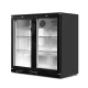 Devanti 198L Black Bar Fridge, Dual Glass Doors, LED Light, Adjustable Temp 2°C-10°C, Energy Efficient, Commercial Use