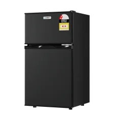 Devanti 80L Bar Fridge Mini Freezer, Black, Twin Temperature Zones, 6-Level Control, Energy Efficient, LED Light