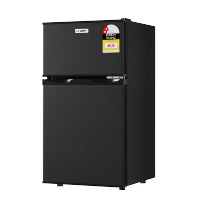 Devanti 80L Bar Fridge Mini Freezer, Black, Twin Temperature Zones, 6-Level Control, Energy Efficient, LED Light