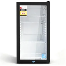 Devanti 78L Black Glass Door Mini Bar Fridge - Compact, Adjustable Shelves, LED Light, Energy Efficient