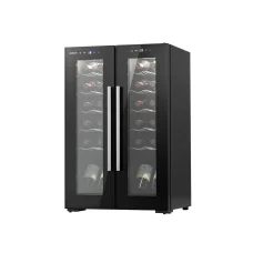 Devanti Dual Zone Wine Fridge Cooler, 24 Bottle Capacity, UV-Resistant, Silent Operation, Digital Control, Black