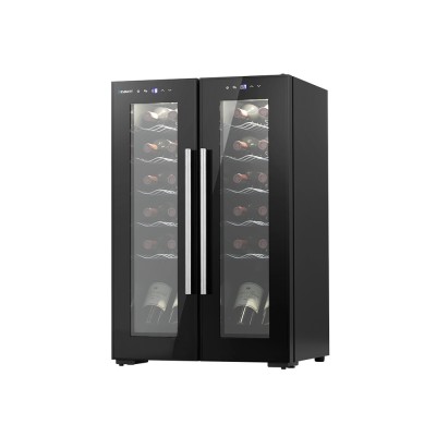 Devanti Dual Zone Wine Fridge Cooler, 24 Bottle Capacity, UV-Resistant, Silent Operation, Digital Control, Black Devanti Dual Zone Wine Fridge Cooler, 24 Bottle Capacity, UV-Resistant, Silent Operation, Digital Control, Black