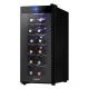 Devanti Wine Fridge Cooler, Thermoelectric, 12 Bottle Capacity, Black, 50x25.3x64.5cm, UV-Resistant, Silent Operation