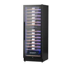 Devanti Dual Zone Wine Fridge Cooler - 128 Bottle Capacity, Compressor Cooling, LED Lighting, UV-Resistant Door