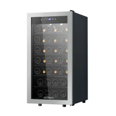 Devanti 42-Bottle Wine Fridge Cooler - UV Glass, LED Lighting, Silent Compressor, No Frost, Black, 87cm x 59cm x 55cm