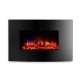 Devanti Electric Fireplace Fire Heater, Metal & Black Tempered Glass, 91x58cm, 2000W, Curved Design, Remote Control