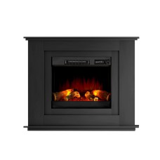Devanti Electric Fireplace 2000W Black MDF Mantel with 3D Flame Effect, Remote Control, Timer & Thermostat