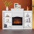 Devanti 2000W Electric Fireplace Heater, White, MDF & Glass, 6-Shelf Storage, 3D Flame, Thermostat, Remote Control