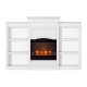 Devanti 2000W Electric Fireplace Heater, White, MDF & Glass, 6-Shelf Storage, 3D Flame, Thermostat, Remote Control
