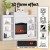 Devanti 2000W Electric Fireplace Heater, White, MDF & Glass, 6-Shelf Storage, 3D Flame, Thermostat, Remote Control
