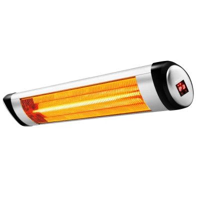 Devanti Radiant Heater, Aluminium, 92cm, Black/Silver, 2000W, Indoor/Outdoor, Energy-Efficient, Remote Control