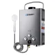Devanti Portable Gas Water Heater 8L/Min with LED Display, 12V Pump, LPG System, Adjustable Temp, Grey, Outdoor Use