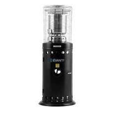 Devanti Outdoor Gas Patio Heater, Stainless Steel, 10kW, Black, Eco-Friendly, Safe, Heats Up to 20m², Ideal for Cafés