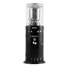 Devanti Outdoor Gas Patio Heater, Stainless Steel, 10kW, Black, Eco-Friendly, Safe, Heats Up to 20m², Ideal for Cafés