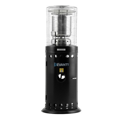 Devanti Outdoor Gas Patio Heater, Stainless Steel, 10kW, Black, Eco-Friendly, Safe, Heats Up to 20m², Ideal for Cafés