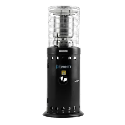 Devanti Outdoor Gas Patio Heater, Stainless Steel, 10kW, Black, Eco-Friendly, Safe, Heats Up to 20m², Ideal for Cafés