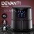 Devanti 7L Air Fryer - Black Stainless Steel, LCD Touch Control, Oil-Free Cooking, 8 Presets, 1700W Power